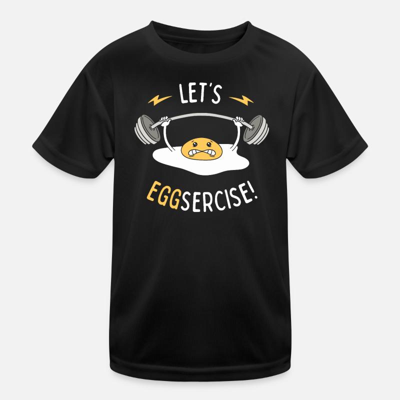 Let's Eggsercise! - Kids Functional T-Shirt - black