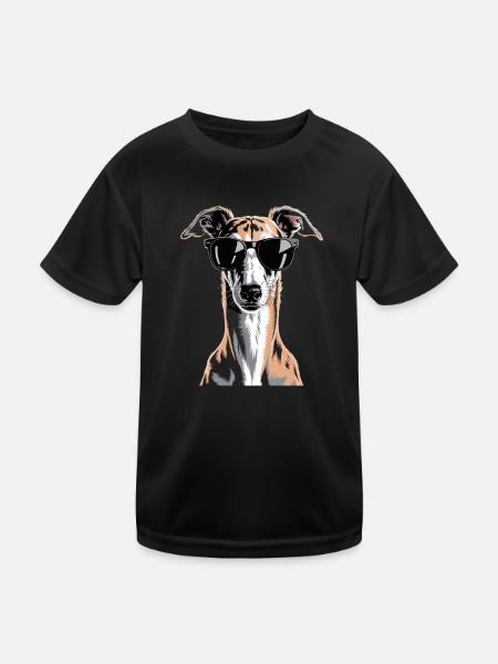 Greyhound Windhund - Kinder Funktions-T-Shirt - Schwarz - Vorne