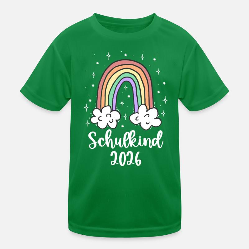 Schulkind 2026 Einschulung Mädchen Regenbogen Kinder Funktions-T-Shirt