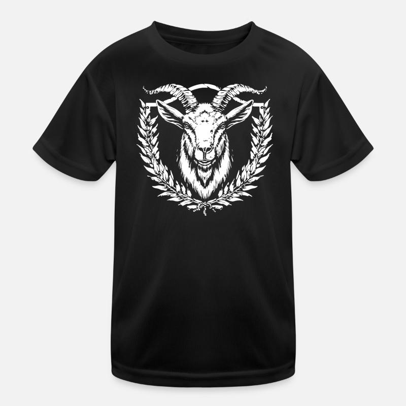 Goat's head with laurel wreath Kids Functional T-Shirt