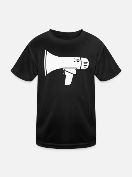 Megafon Laut Demo Ultras  - Kinder Funktions-T-Shirt - Schwarz - Vorne