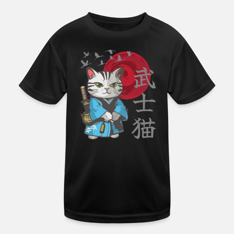 Katze Anime japanisch Samurai Kätzchen Kinder Funktions-T-Shirt