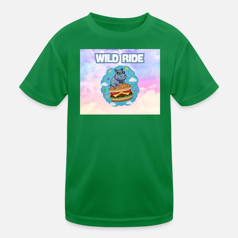 Wild Ride Hippo Burger Patch Kinder Funktions-T-Shirt