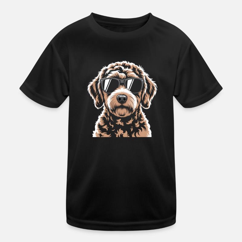 Brauner Labradoodle Kinder Funktions-T-Shirt