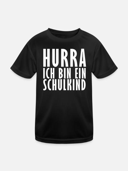 Hurra ich bin ein Schulkind - Kinder Funktions-T-Shirt - Schwarz - Vorne