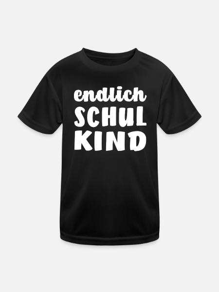 Endlich Schulkind - Kinder Funktions-T-Shirt - Schwarz - Vorne