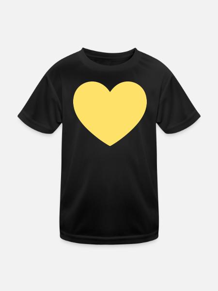gelbes Herz gelb Geschenk Valentinstag - Kinder Funktions-T-Shirt - Schwarz