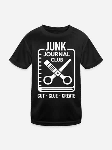 Junk Journal Club Cut Glue Create - Kinder Funktions-T-Shirt - Schwarz - Vorne