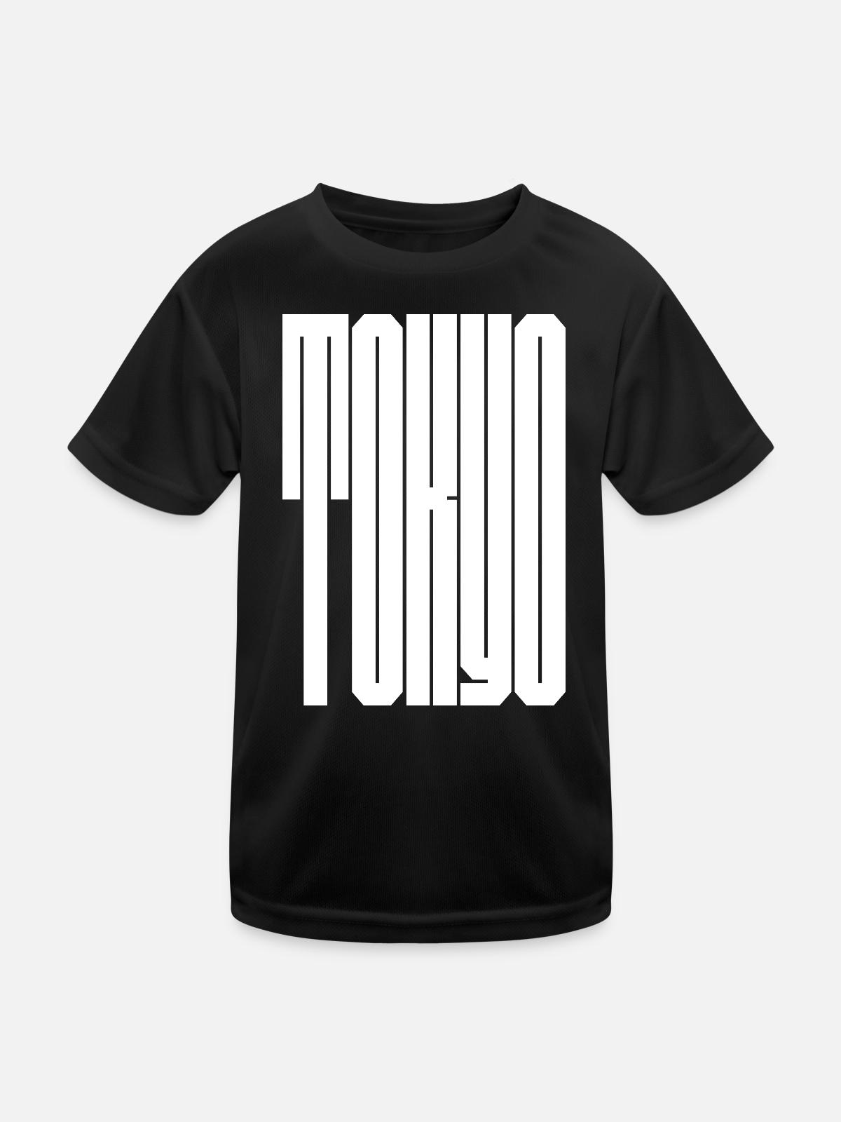 Tokio-Stadt fette Typografie - Kinder Funktions-T-Shirt - Schwarz - Vorne