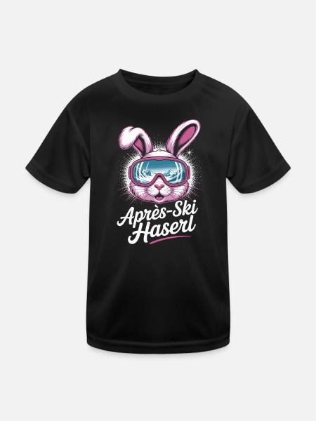 Apres Ski Haserl Hüttengaudi Skifahrerin Skihaserl - Kinder Funktions-T-Shirt - Schwarz