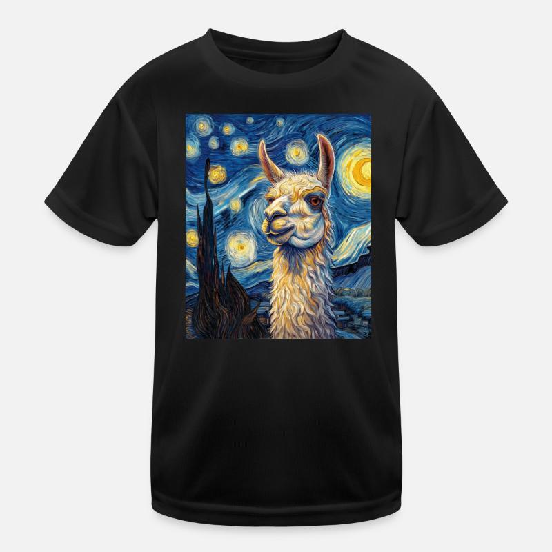 Lama Van Gogh Style Kinder Funktions-T-Shirt