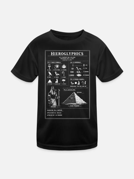 Typographisches Design der antiken Hieroglyphen - Kinder Funktions-T-Shirt - Schwarz - Vorne