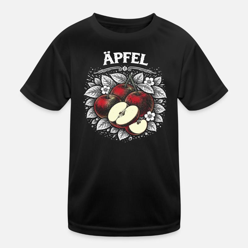 Apfelstillleben Schwarzweiß Vintage Kinder Funktions-T-Shirt