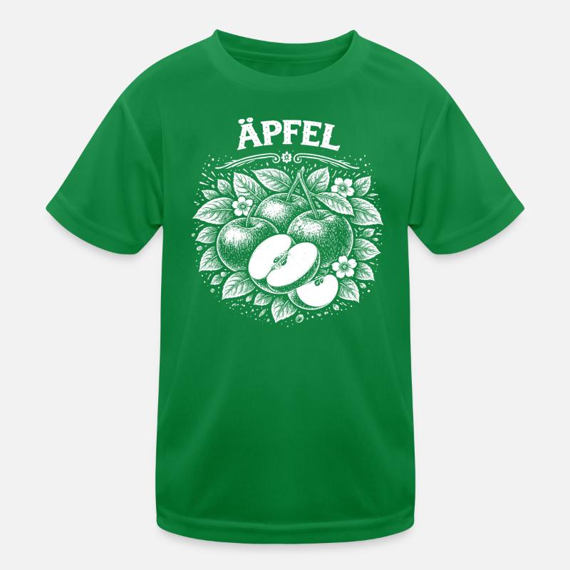 Apple Woodcut Botanical Print Kids Functional T-Shirt