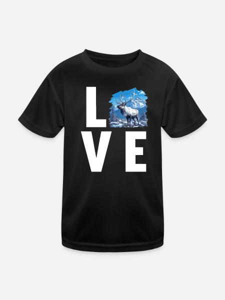 Rentiere Rentier - Kinder Funktions-T-Shirt - Schwarz - Vorne