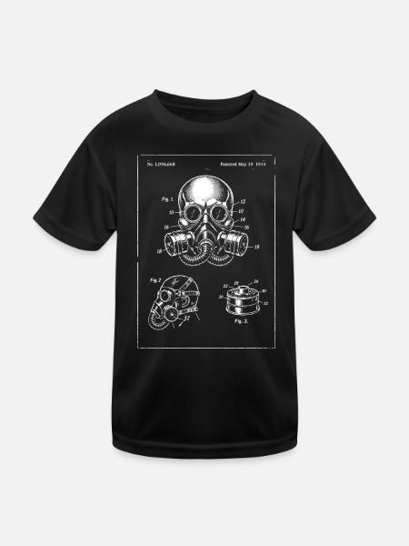 Illustration du plan du masque à gaz - T-shirt sport Enfant - noir - Devant