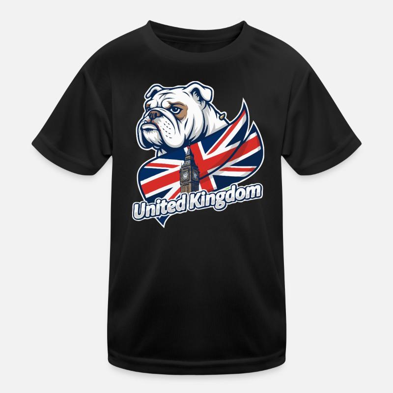 Bulldog with UK flag and Big Ben Kids Functional T-Shirt