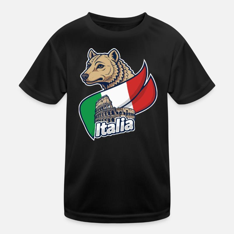 Italienischer Wolf mit Kolosseum Kinder Funktions-T-Shirt
