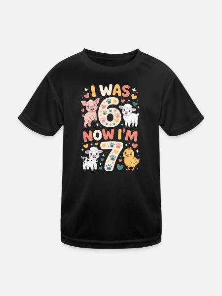 Birthday 7 years: Animal print - Kids Functional T-Shirt - black - Front