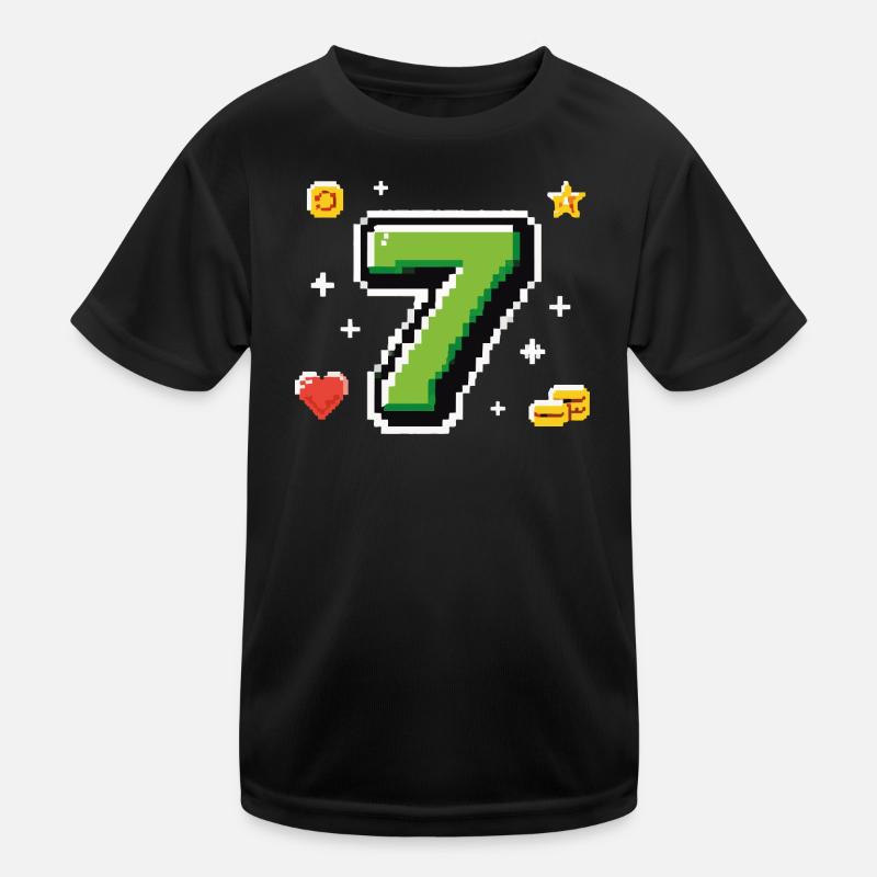 LEVEL 7 Pixel Shirt – Retro Gaming Geburtstag Kinder Funktions-T-Shirt