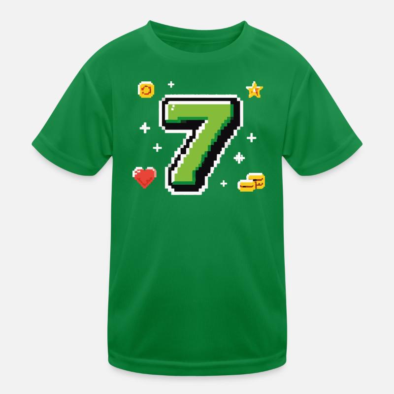 LEVEL 7 Pixel Shirt – Retro Gaming Geburtstag Kinder Funktions-T-Shirt