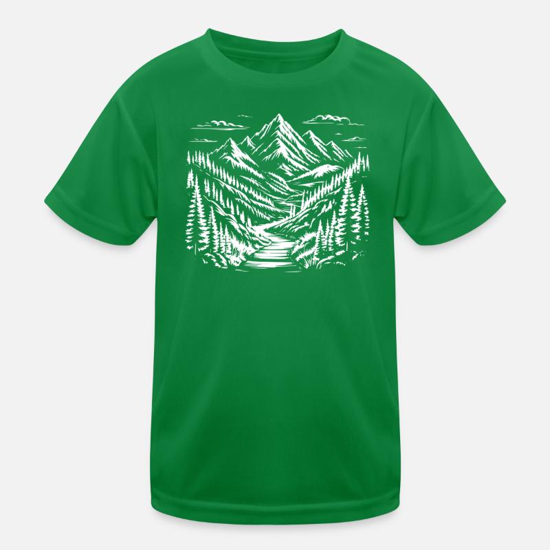 Mountain sketch landscape Kids Functional T-Shirt
