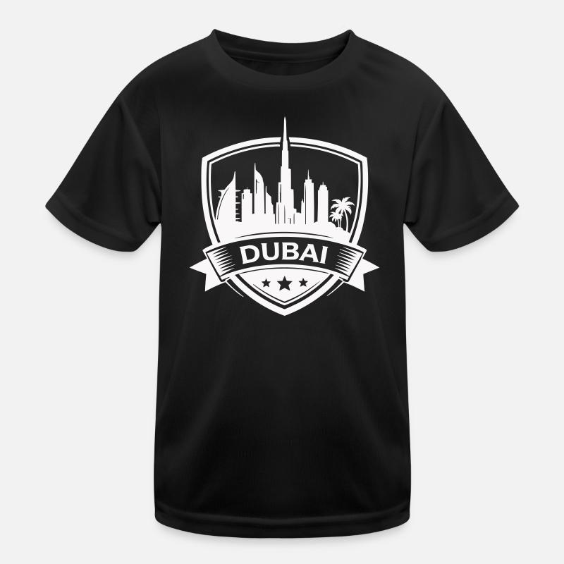 Dubai Skyline Badge Sign Kids Functional T-Shirt