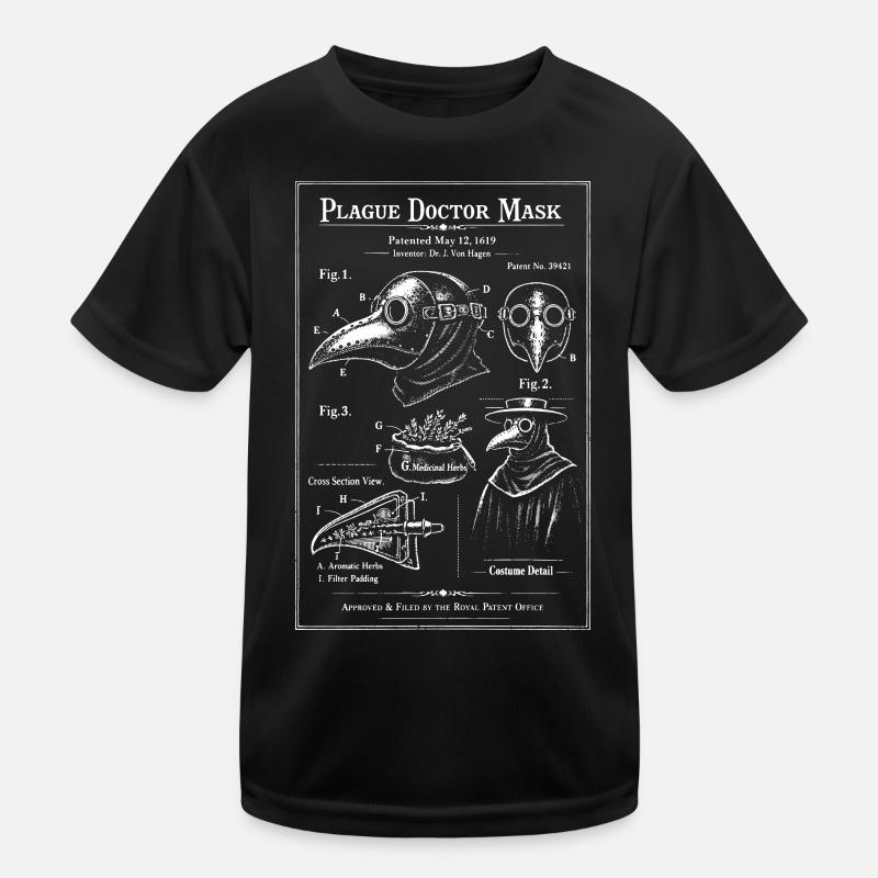 Beaked Plague Doctor Blueprint Kids Functional T-Shirt
