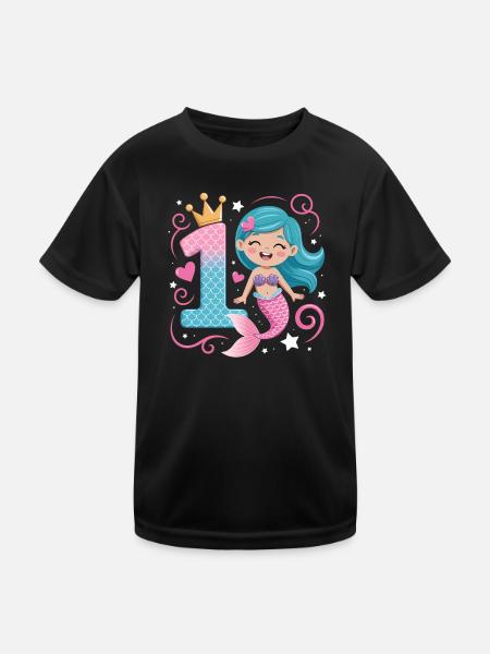 Sirène 1er anniversaire 1 année - T-shirt sport Enfant - noir - Devant