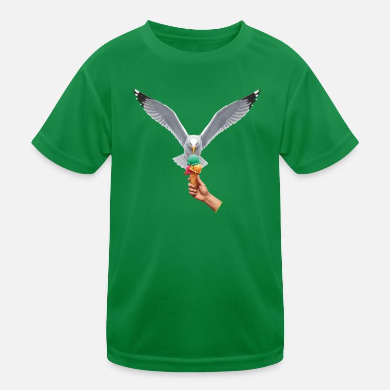 Lustige Möwe Stiehlt Eiscreme Kinder Funktions-T-Shirt