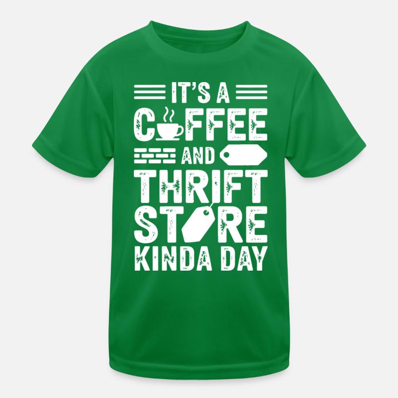 Tag des Kaffee-Secondhand-Ladens Kinder Funktions-T-Shirt