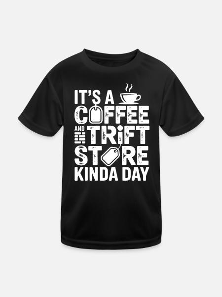 Coffee and Thrift Store Day - Kids Functional T-Shirt - black - Front