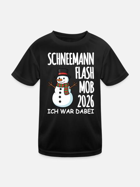 Schneemann Flashmob - Kinder Funktions-T-Shirt - Schwarz - Vorne