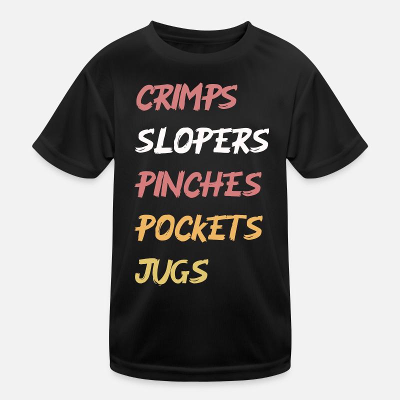 Bulleted climbing holds retro colors lettering Kids Functional T-Shirt