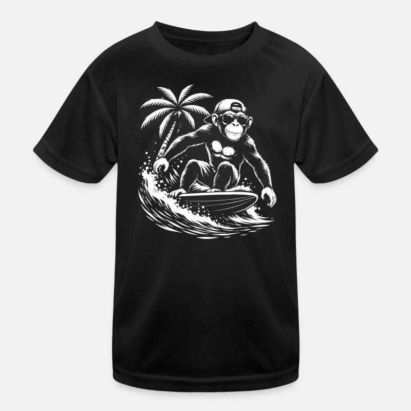 Surfing Monkey Beach Vibe Kinder Funktions-T-Shirt