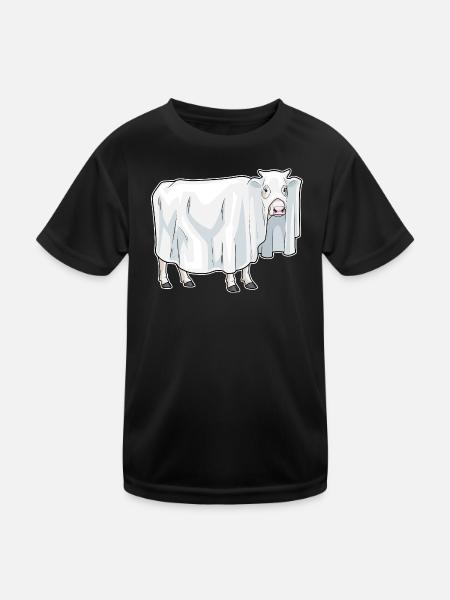 Kuh Halloween Geist - Kinder Funktions-T-Shirt - Schwarz