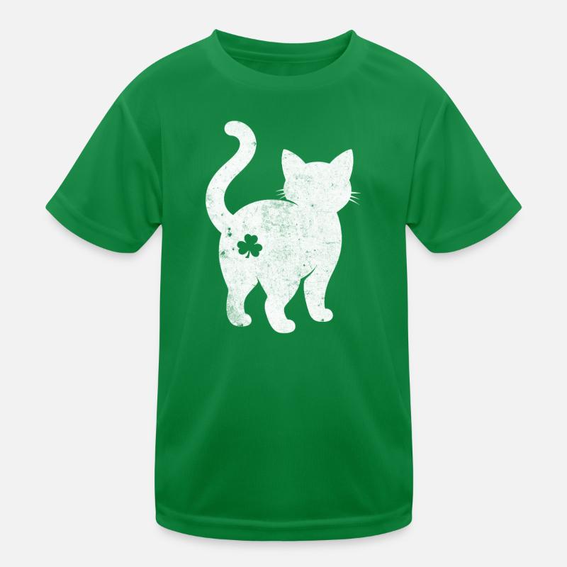 Silhouette de chat avec trèfle T-shirt sport Enfant