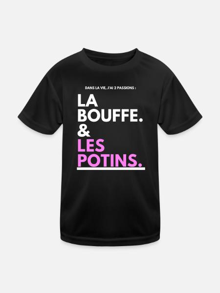 Bouffe et Potins Typo Noir Rose - T-shirt sport Enfant - noir - Devant