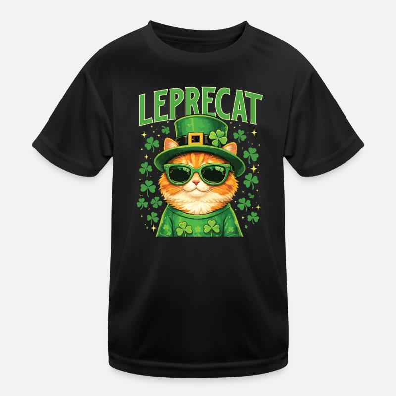 Leprecat St. Patrick's Irish Lucky Cat Kinder Funktions-T-Shirt