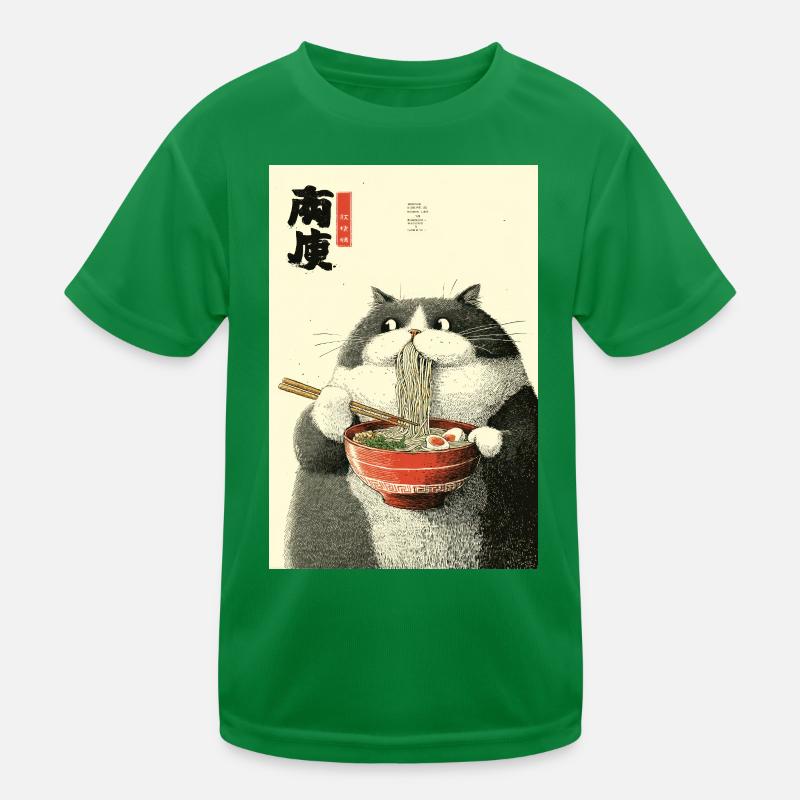 Ramen Cat Ukiyo-e Charm Kids Functional T-Shirt