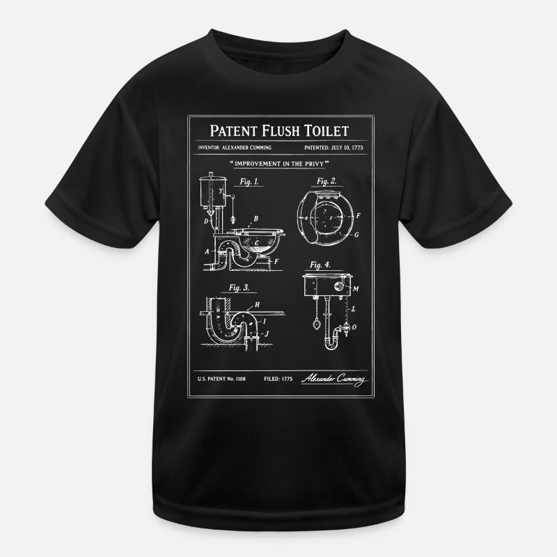 Patent Flush Toilet Blueprint Kids Functional T-Shirt