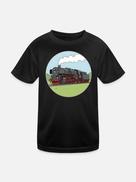 Steam Locomotive Locomotive Railway Locomotive Br01 - Kids Functional T-Shirt - black