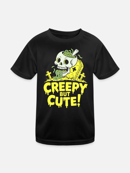 Creepy but Cute Skull Glow - Kids Functional T-Shirt - black - Front