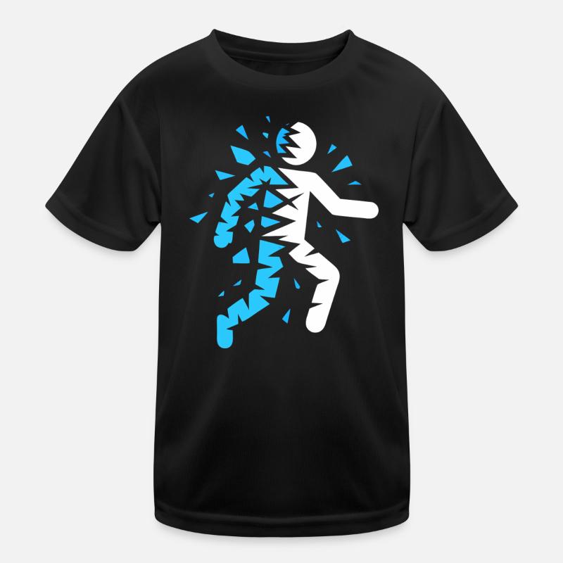 Blaue explodierte Silhouette - Kinder Funktions-T-Shirt - Schwarz