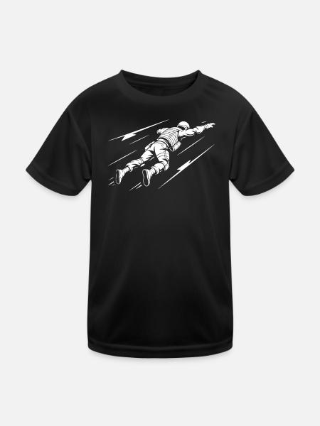 Astronaute en vol dans l'espace - T-shirt sport Enfant - noir - Devant
