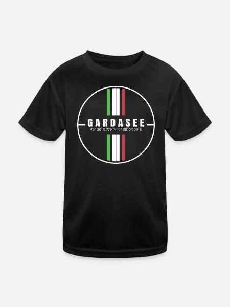 Gardasee Koordinaten - Kinder Funktions-T-Shirt - Schwarz - Vorne