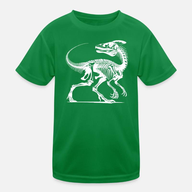 Dinosaurier Raptor mit Rückgrat Knochen Kinder Funktions-T-Shirt