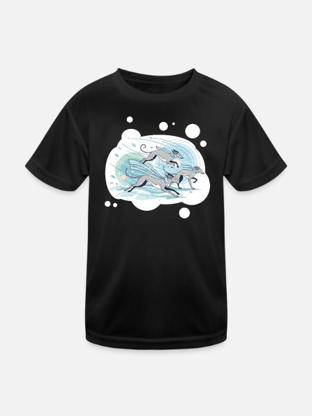 Windhunde - Kinder Funktions-T-Shirt - Schwarz - Vorne