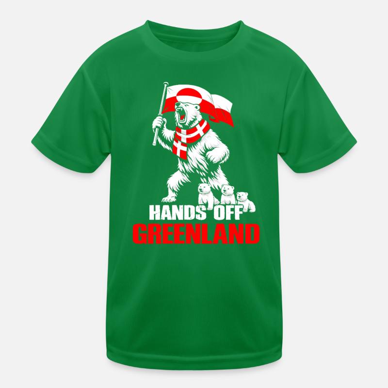 Eisbär und Grönlandflagge Kinder Funktions-T-Shirt