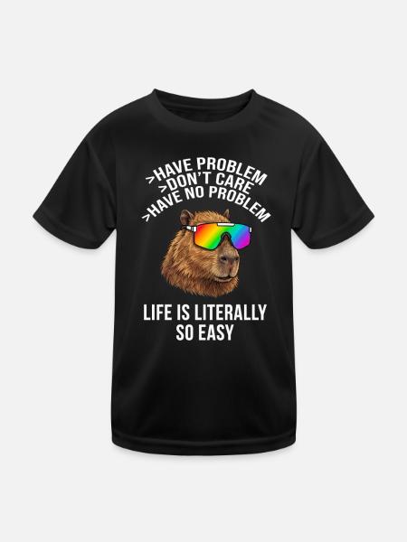 Cool Capybara Rainbow Sunglasses – Tier-Meme - Kinder Funktions-T-Shirt - Schwarz - Vorne